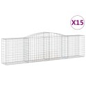 VidaXL Kosze gabionowe, 15 szt, 400x50x100/120cm, galwanizowane żelazo
