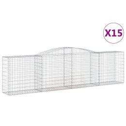 VidaXL Kosze gabionowe, 15 szt, 400x50x100/120cm, galwanizowane żelazo