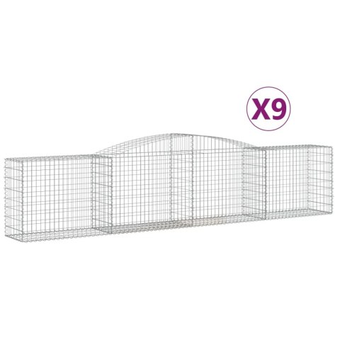 VidaXL Kosze gabionowe, 9 szt, 400x50x80/100 cm, galwanizowane żelazo VidaXL Kosze gabionowe, 9 szt, 400x50x80/100 cm, galwanizowane żelazo