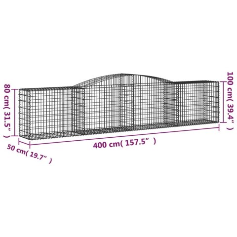 VidaXL Kosze gabionowe, 9 szt, 400x50x80/100 cm, galwanizowane żelazo VidaXL Kosze gabionowe, 9 szt, 400x50x80/100 cm, galwanizowane żelazo