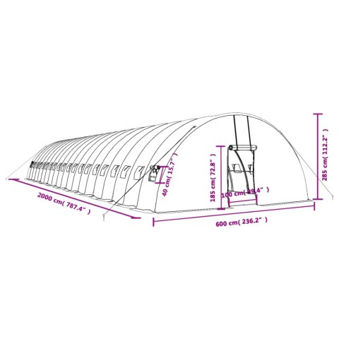 VidaXL Szklarnia ze stalową ramą, biała, 120 m², 20x6x2,85 m VidaXL Szklarnia ze stalową ramą, biała, 120 m², 20x6x2,85 m