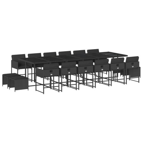VidaXL 17-cz. zestaw mebli ogrodowych z poduszkami, czarny, rattan PE VidaXL 17-cz. zestaw mebli ogrodowych z poduszkami, czarny, rattan PE