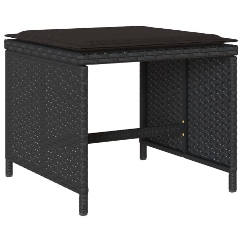 VidaXL 17-cz. zestaw mebli ogrodowych z poduszkami, czarny, rattan PE VidaXL 17-cz. zestaw mebli ogrodowych z poduszkami, czarny, rattan PE