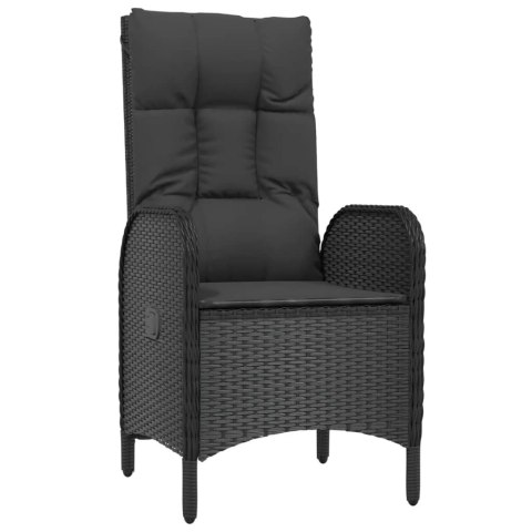 VidaXL 9-cz. zestaw mebli ogrodowych z poduszkami, czarny, rattan PE VidaXL 9-cz. zestaw mebli ogrodowych z poduszkami, czarny, rattan PE