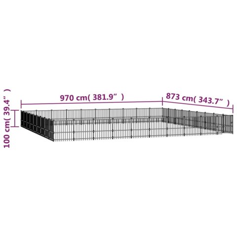 VidaXL Kojec dla psa na zewnątrz, stalowy, 84,68 m² VidaXL Kojec dla psa na zewnątrz, stalowy, 84,68 m²
