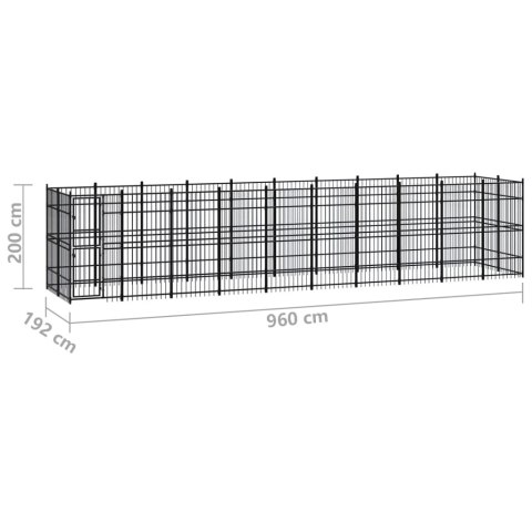VidaXL Kojec zewnętrzny dla psa, stalowy, 18,43 m² VidaXL Kojec zewnętrzny dla psa, stalowy, 18,43 m²