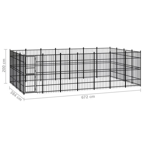 VidaXL Kojec zewnętrzny dla psa, stalowy, 25,8 m² VidaXL Kojec zewnętrzny dla psa, stalowy, 25,8 m²
