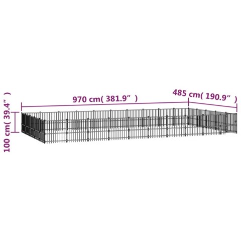 VidaXL Kojec zewnętrzny dla psa, stalowy, 47,05 m² VidaXL Kojec zewnętrzny dla psa, stalowy, 47,05 m²