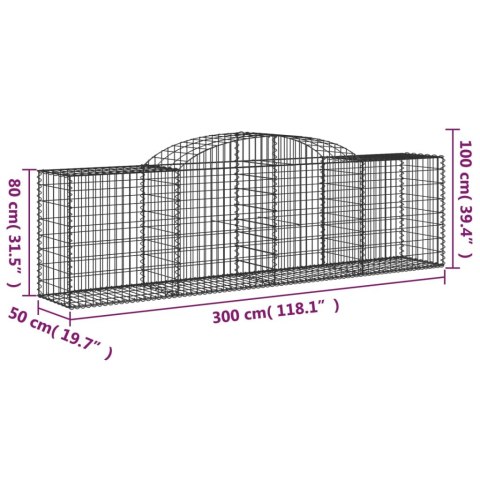 VidaXL Kosze gabionowe, 10 szt, 300x50x80/100 cm, galwanizowane żelazo VidaXL Kosze gabionowe, 10 szt, 300x50x80/100 cm, galwanizowane żelazo