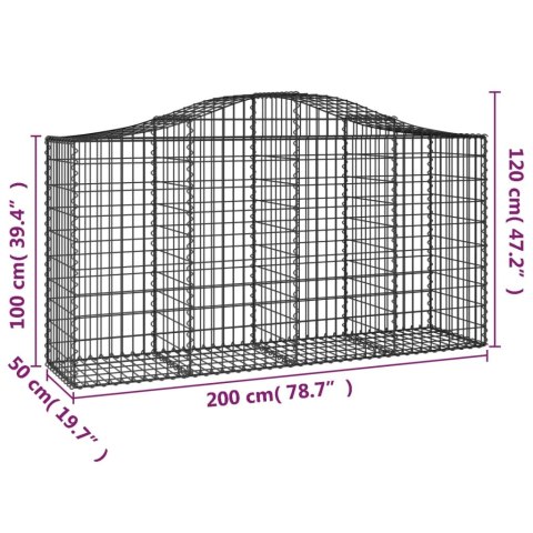 VidaXL Kosze gabionowe, 14 szt, 200x50x100/120cm, galwanizowane żelazo VidaXL Kosze gabionowe, 14 szt, 200x50x100/120cm, galwanizowane żelazo