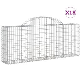 VidaXL Kosze gabionowe, 18 szt, 200x30x80/100 cm, galwanizowane żelazo