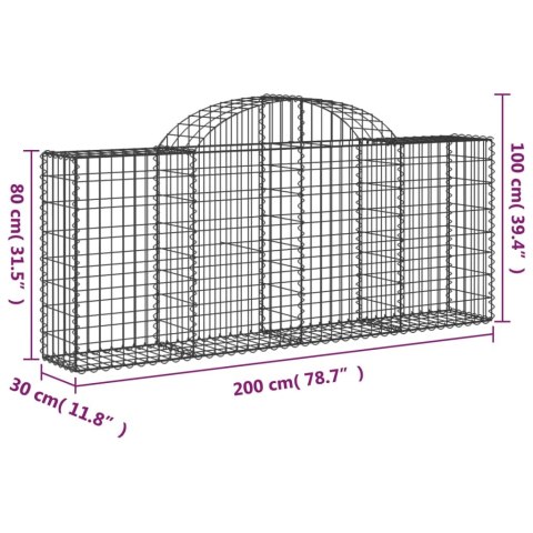 VidaXL Kosze gabionowe, 18 szt, 200x30x80/100 cm, galwanizowane żelazo VidaXL Kosze gabionowe, 18 szt, 200x30x80/100 cm, galwanizowane żelazo