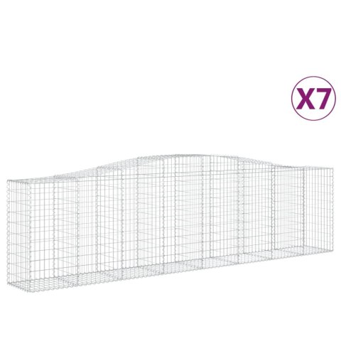 VidaXL Kosze gabionowe, 7 szt, 400x50x100/120 cm, galwanizowane żelazo VidaXL Kosze gabionowe, 7 szt, 400x50x100/120 cm, galwanizowane żelazo