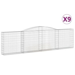 VidaXL Kosze gabionowe, 9 szt, 400x30x100/120 cm, galwanizowane żelazo