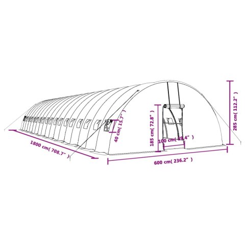 VidaXL Szklarnia ze stalową ramą, biała, 108 m², 18x6x2,85 m VidaXL Szklarnia ze stalową ramą, biała, 108 m², 18x6x2,85 m