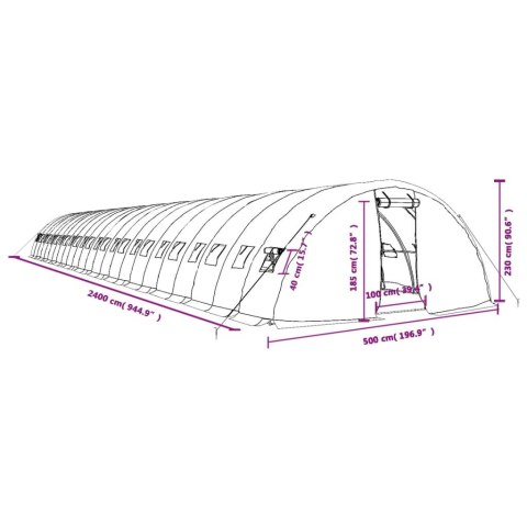 VidaXL Szklarnia ze stalową ramą, zielona, 120 m², 24x5x2,3 m VidaXL Szklarnia ze stalową ramą, zielona, 120 m², 24x5x2,3 m