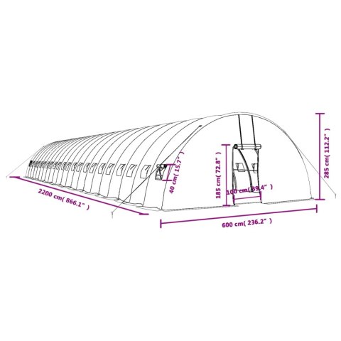 VidaXL Szklarnia ze stalową ramą, zielona, 132 m², 22x6x2,85 m VidaXL Szklarnia ze stalową ramą, zielona, 132 m², 22x6x2,85 m