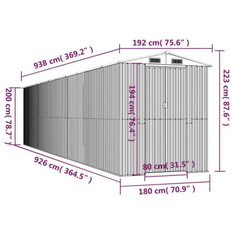 VidaXL Szopa ogrodowa, jasnobrązowa 192x938x223 cm, stal galwanizowana VidaXL Szopa ogrodowa, jasnobrązowa 192x938x223 cm, stal galwanizowana