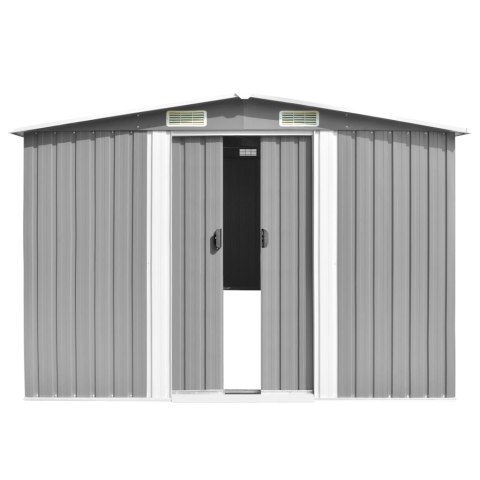 VidaXL Szopa ogrodowa, szara, 257x990x181 cm, stal galwanizowana VidaXL Szopa ogrodowa, szara, 257x990x181 cm, stal galwanizowana