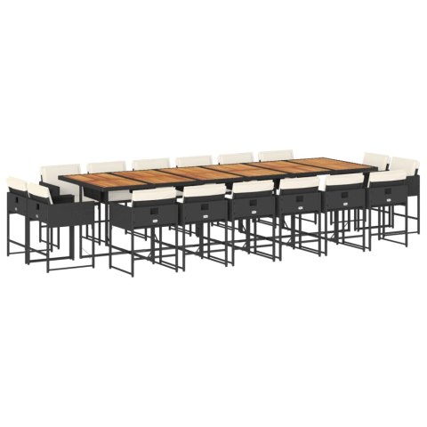 VidaXL 17-cz. zestaw mebli ogrodowych z poduszkami, czarny, rattan PE VidaXL 17-cz. zestaw mebli ogrodowych z poduszkami, czarny, rattan PE