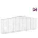 VidaXL Kosze gabionowe, 6 szt, 400x50x120/140 cm, galwanizowane żelazo