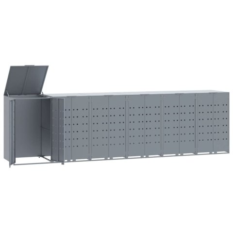 VidaXL Obudowa na 6 koszy na śmieci, szara, 414x79x117 cm, stal VidaXL Obudowa na 6 koszy na śmieci, szara, 414x79x117 cm, stal