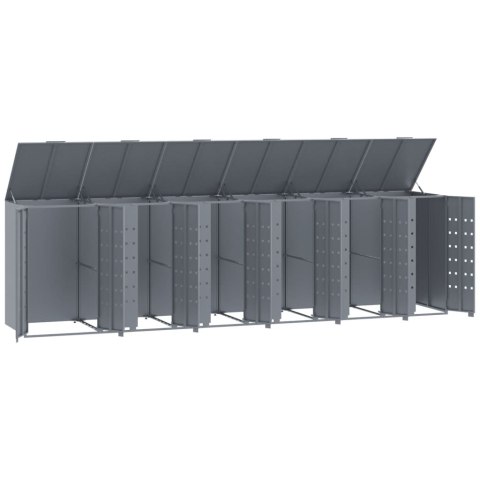 VidaXL Obudowa na 6 koszy na śmieci, szara, 414x79x117 cm, stal VidaXL Obudowa na 6 koszy na śmieci, szara, 414x79x117 cm, stal