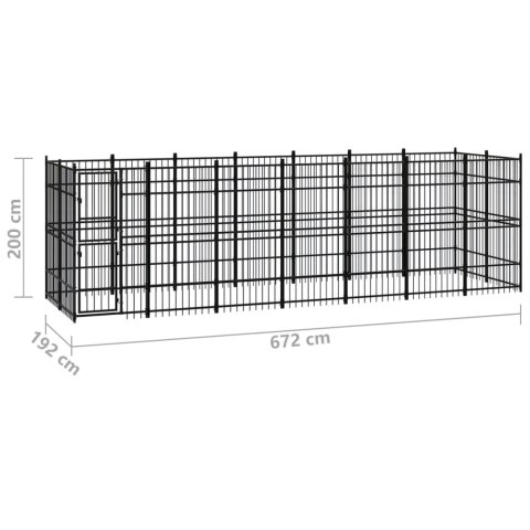 VidaXL Kojec zewnętrzny dla psa, stalowy, 12,9 m² VidaXL Kojec zewnętrzny dla psa, stalowy, 12,9 m²