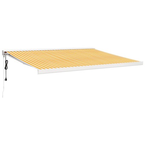 VidaXL Zwijana markiza, żółto-biała, 4x3 m, tkanina i aluminium VidaXL Zwijana markiza, żółto-biała, 4x3 m, tkanina i aluminium