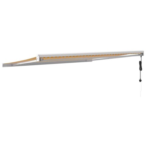 VidaXL Zwijana markiza, żółto-biała, 4x3 m, tkanina i aluminium VidaXL Zwijana markiza, żółto-biała, 4x3 m, tkanina i aluminium