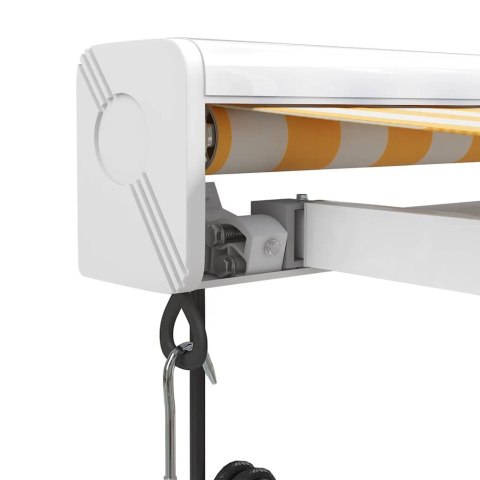 VidaXL Zwijana markiza, żółto-biała, 4x3 m, tkanina i aluminium VidaXL Zwijana markiza, żółto-biała, 4x3 m, tkanina i aluminium
