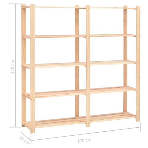 VidaXL Regały z 5 półkami, 10 szt., 170x38x170 cm, sosna, 500 kg VidaXL Regały z 5 półkami, 10 szt., 170x38x170 cm, sosna, 500 kg