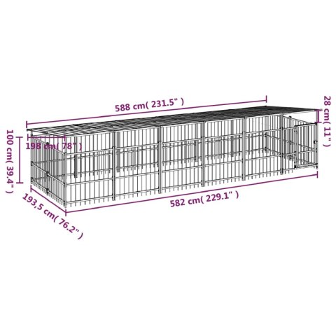 VidaXL Kojec dla psa z zadaszeniem, stalowy, 11,26 m² VidaXL Kojec dla psa z zadaszeniem, stalowy, 11,26 m²