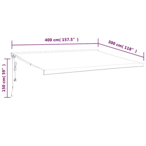 VidaXL Zwijana markiza, pomarańcz i brąz, 4x3 m, tkanina i aluminium VidaXL Zwijana markiza, pomarańcz i brąz, 4x3 m, tkanina i aluminium
