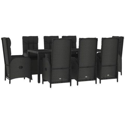 VidaXL 9-cz. zestaw mebli ogrodowych z poduszkami, czarny, rattan PE VidaXL 9-cz. zestaw mebli ogrodowych z poduszkami, czarny, rattan PE