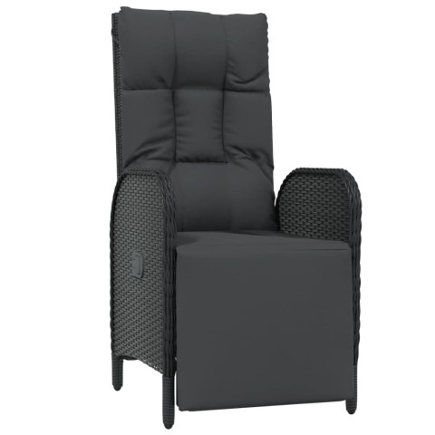 VidaXL 9-cz. zestaw mebli ogrodowych z poduszkami, czarny, rattan PE VidaXL 9-cz. zestaw mebli ogrodowych z poduszkami, czarny, rattan PE