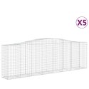 VidaXL Kosze gabionowe, 5 szt, 400x50x120/140 cm, galwanizowane żelazo