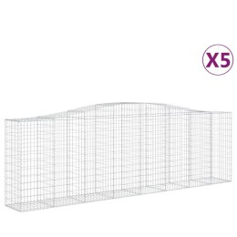 VidaXL Kosze gabionowe, 5 szt, 400x50x120/140 cm, galwanizowane żelazo