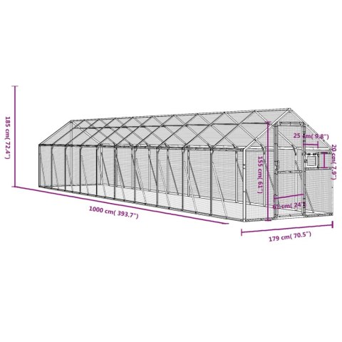 VidaXL Woliera, antracytowa, 1,79x10x1,85 m, aluminium VidaXL Woliera, antracytowa, 1,79x10x1,85 m, aluminium