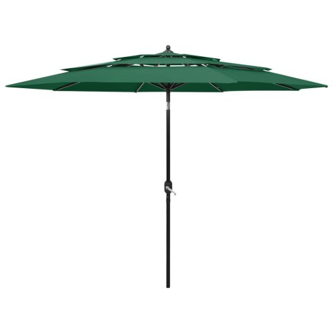 VidaXL 3-poziomowy parasol na aluminiowym słupku, zielony, 3 m