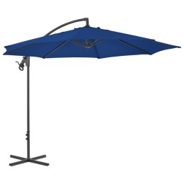 VidaXL Parasol wiszący ze stalowym słupkiem, 300 cm, niebieski