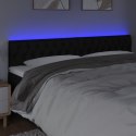 VidaXL Zagłówek do łóżka z LED, czarny, 200x7x78/88 cm, tkanina