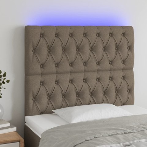 VidaXL Zagłówek do łóżka z LED, taupe, 100x7x118/128 cm, tkanina