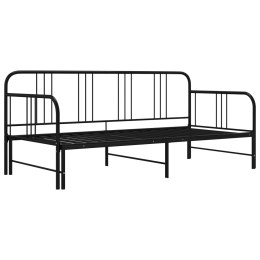 VidaXL Sofa z wysuwaną ramą łóżka, czarna, metalowa, 90x200 cm