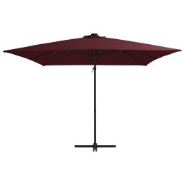 VidaXL Parasol wiszący z LED, bordowy, 250x250 cm