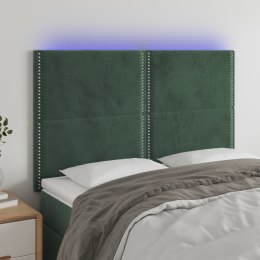 VidaXL Zagłówek do łóżka z LED, ciemnozielony, 144x5x118/128 cm