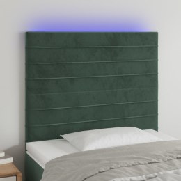 VidaXL Zagłówek do łóżka z LED, ciemnozielony, 80x5x118/128cm, aksamit