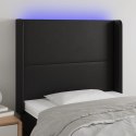 VidaXL Zagłówek do łóżka z LED, czarny 83x16x118/128 cm sztuczna skóra