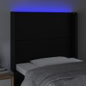 VidaXL Zagłówek do łóżka z LED, czarny 83x16x118/128 cm sztuczna skóra