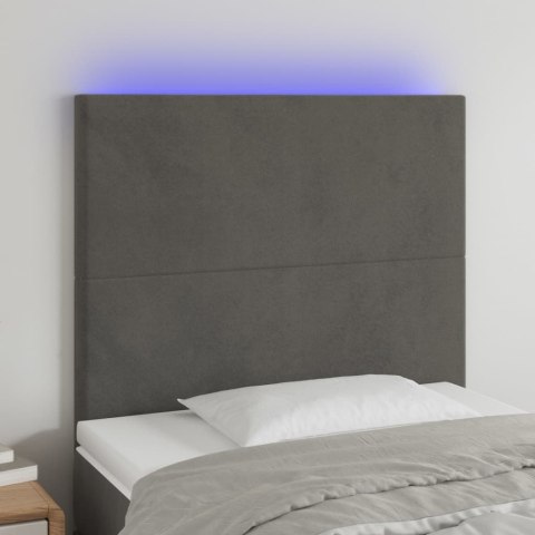 VidaXL Zagłówek do łóżka z LED, ciemnoszary, 90x5x118/128 cm, aksamit